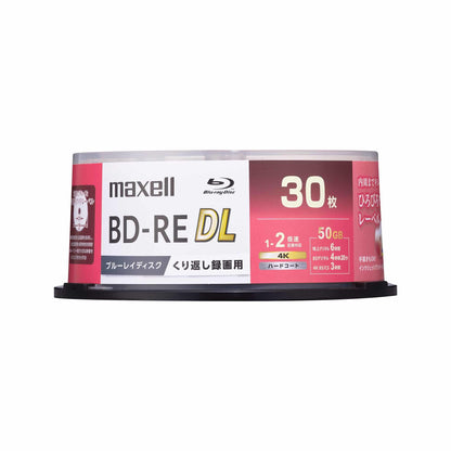 マクセル 録画用 ブルーレイディスク BD-RE DL ひろびろワイドレーベルディスク (1～2倍速記録対応) 30枚入り スピンドルケース BEV50WPG.30SP