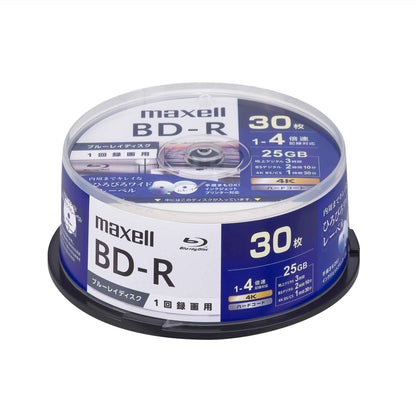 マクセル 録画用 ブルーレイディスク BD-R ひろびろワイドレーベルディスク (1～4倍速対応) スピンドルケース BRV25WPG.10SP/30SP/50SP