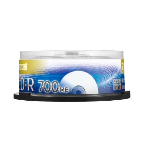 【販売終了】マクセル maxell データ用 CD-R 48倍速対応 インクジェットプリンター対応（ノンワイド） 700MB スピンドルケース 25枚 CDR700S.PNW.25SP