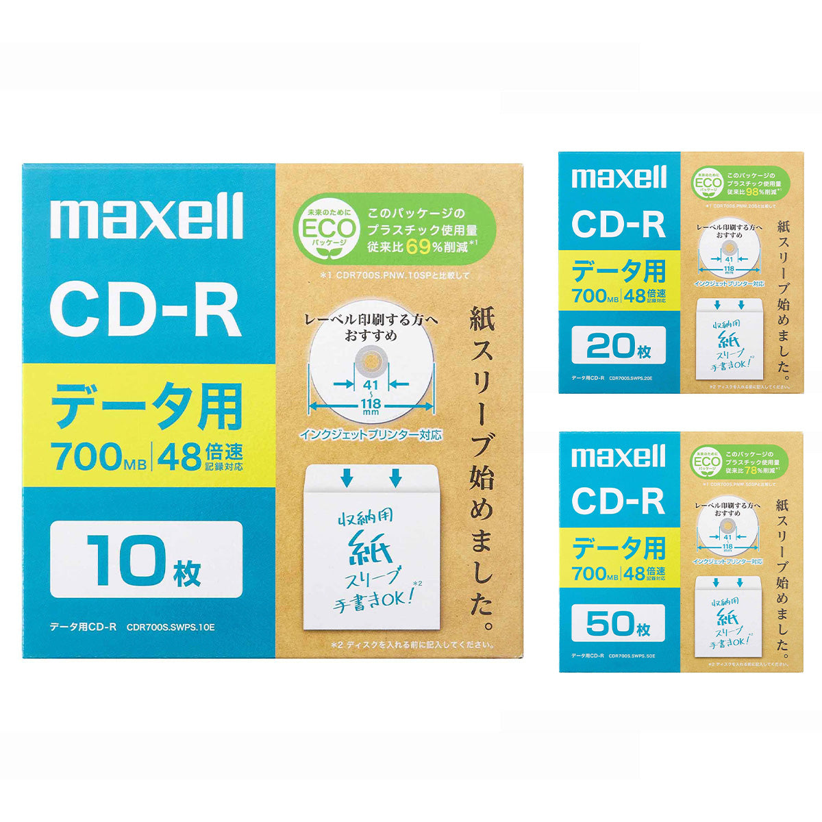 データ用CD-R　CDR700S.SWPS.10E/20E/50E