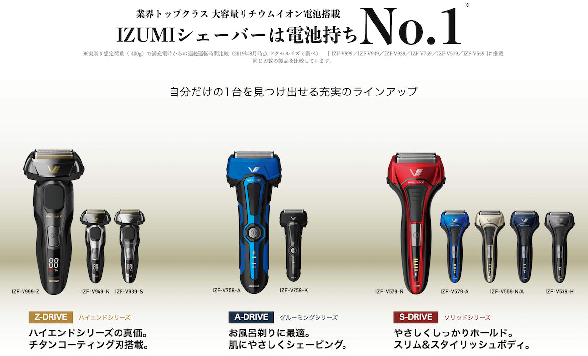 《アウトレット》往復式シェーバー   ソリッドシリーズ   S-DRIVE   5枚刃  IZF-V579-R-EA   替刃付属
