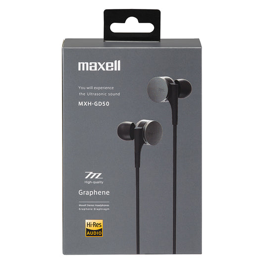 【販売終了】maxell マクセル 【ハイレゾ対応】　カナル型　イヤホン（ヘッドホン）　『Graphene（グラフェン）』 MXH-GD50
