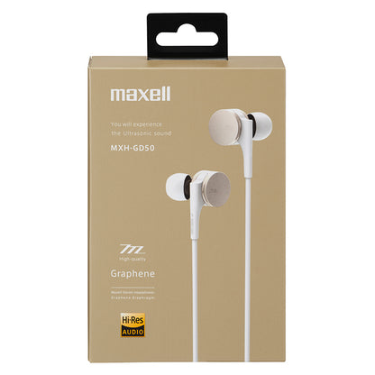 【販売終了】maxell マクセル 【ハイレゾ対応】　カナル型　イヤホン（ヘッドホン）　『Graphene（グラフェン）』 MXH-GD50